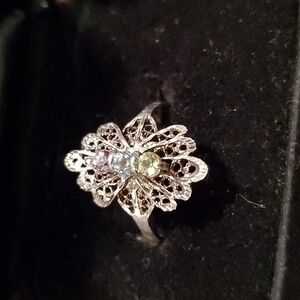 Purple Blue And Green Stone Sterling Silver Ring